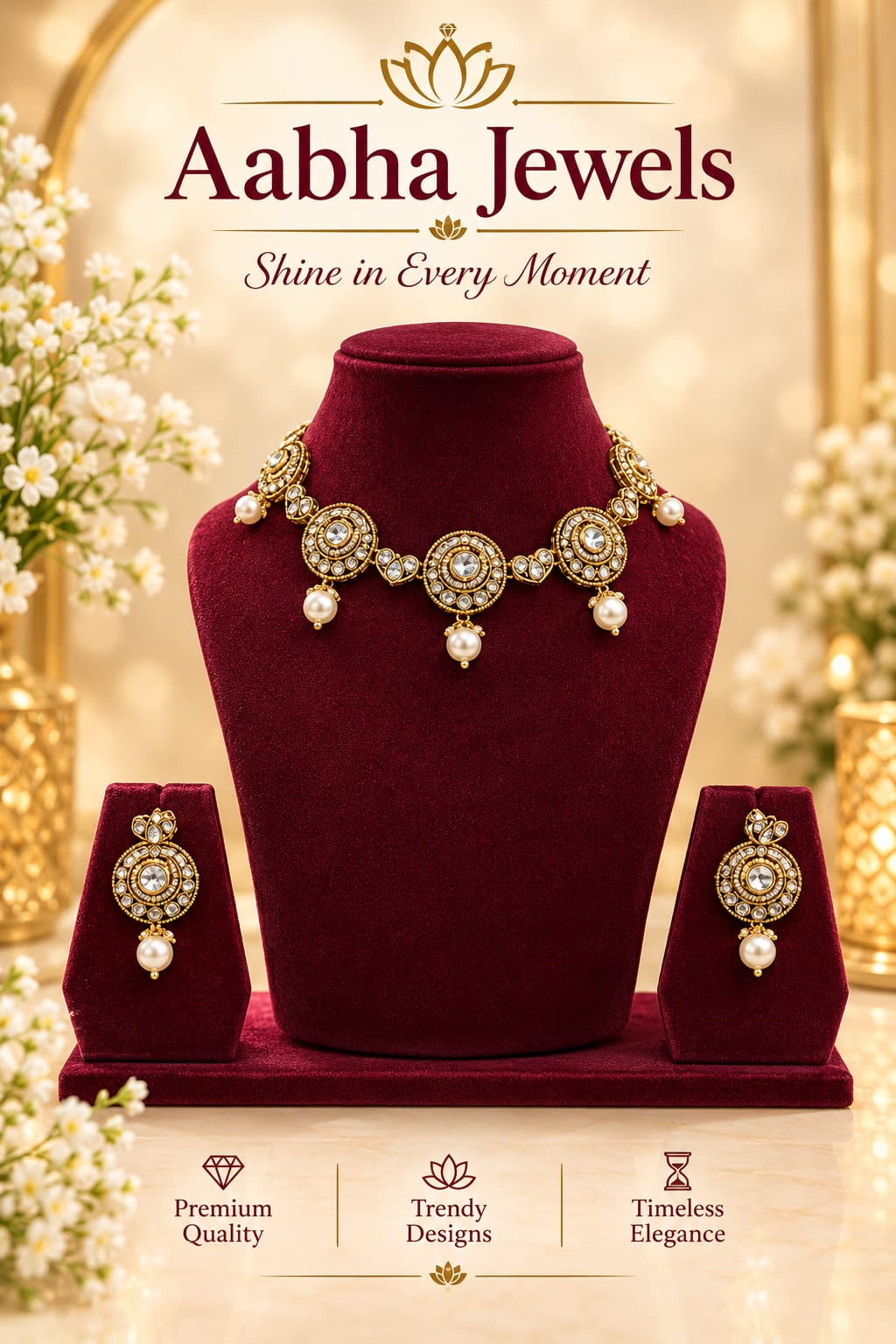 Aabha pearl-style necklace and earrings