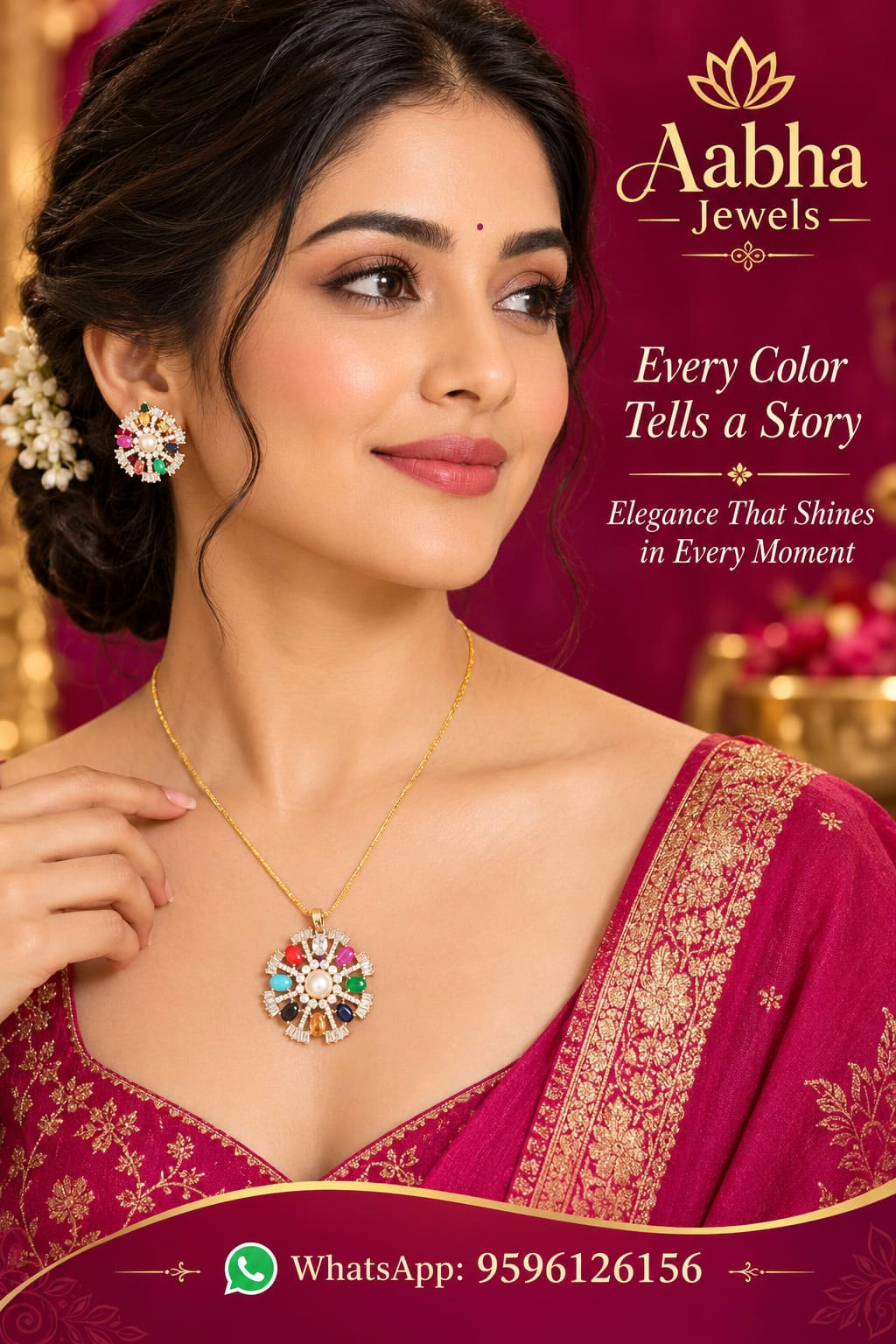 Navaratna Pendant Necklace Set