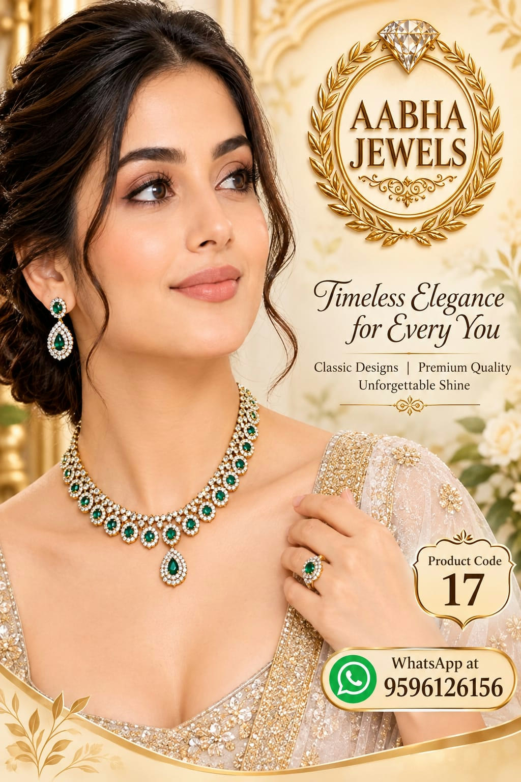 Emerald Teardrop Necklace Set