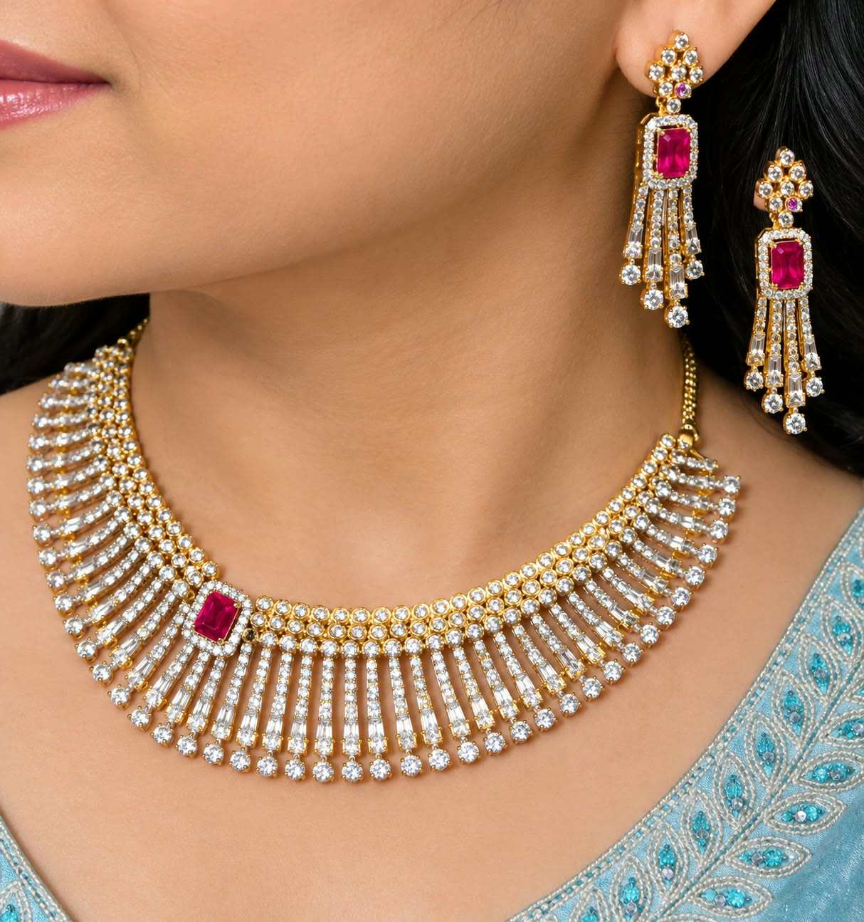 Ruby Fringe Choker Set